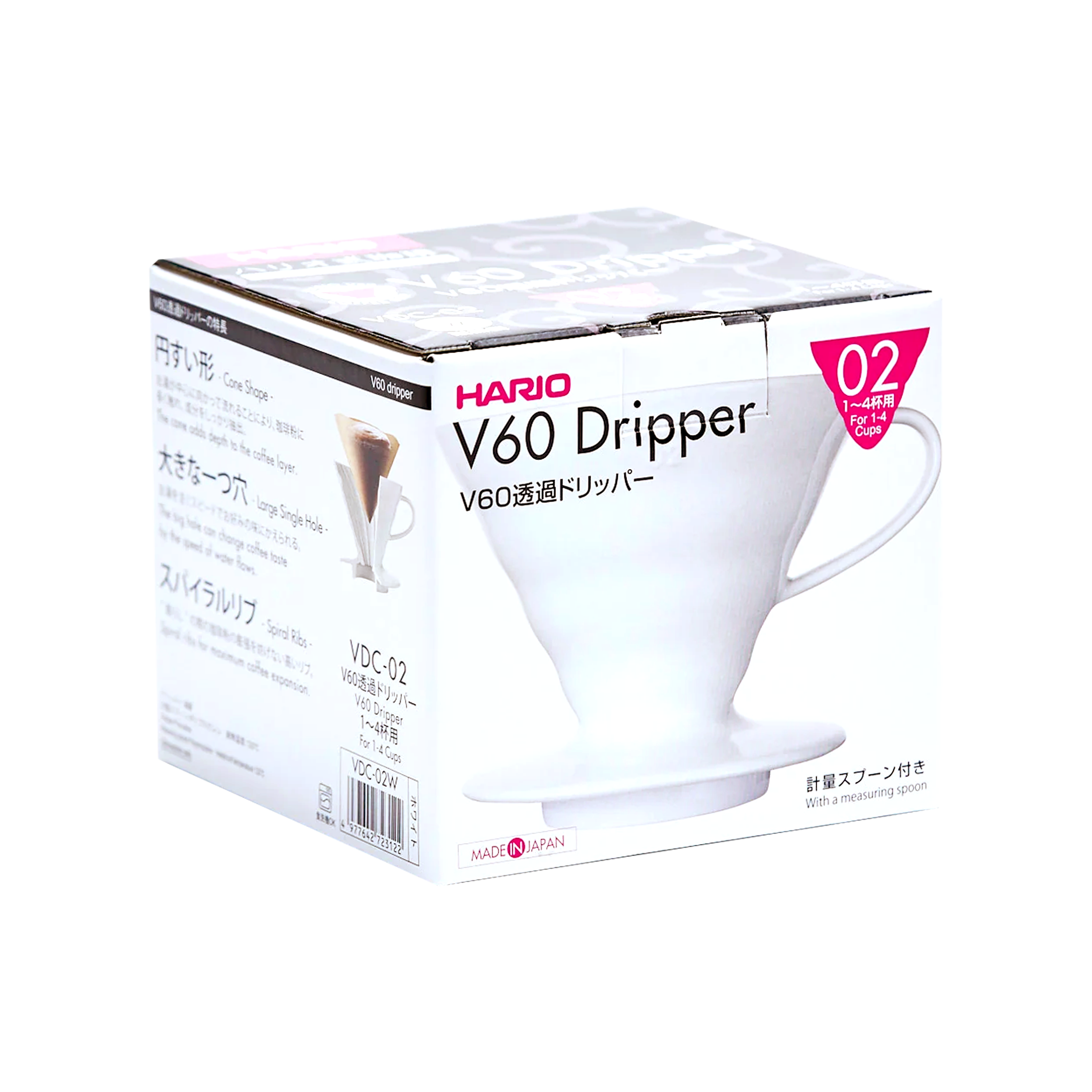 V60 Ceramic Coffee Dripper 02 Classic in White